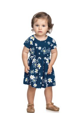 vestido meia malha bebe infantil feminino floral marinho elian 211111 1