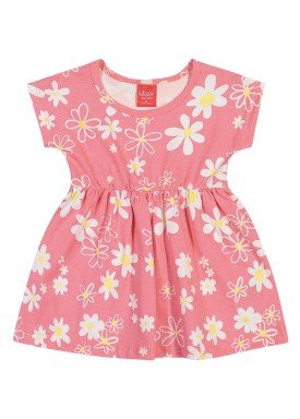 vestido meia malha bebe infantil feminino floral rosa elian 211111