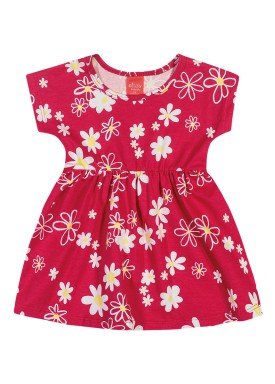 vestido meia malha bebe infantil feminino floral vermelho elian 211111