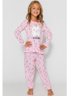 pijama longo infantil feminino weekend rosa evanilda 24010071