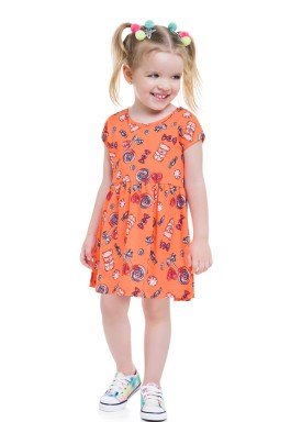 vestido meia malha infantil feminino doces laranja brandili 24721 1