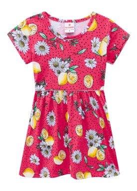 vestido meia malha infantil feminino lemons rosa brandili 24753