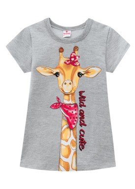 vestido moletinho infantil feminino girafa mescla brandili 24758