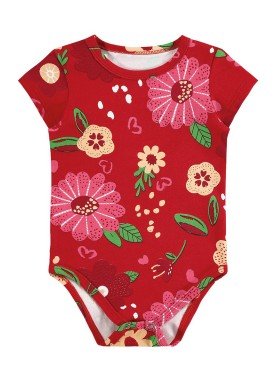 body cotton bebe feminino flores vermelho alenice 41236