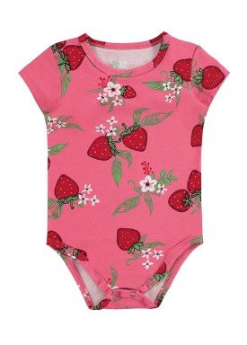 body cotton bebe feminino morangos rosa alenice 41236