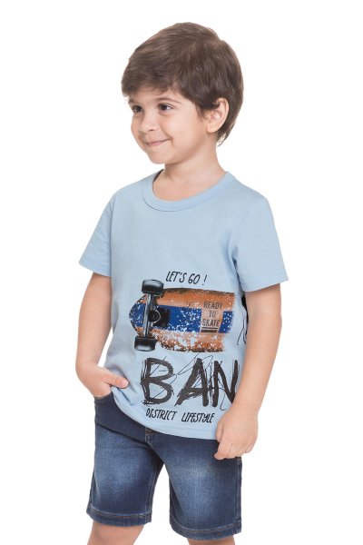 Camiseta Infantil Menino Skate Azul - Alenice