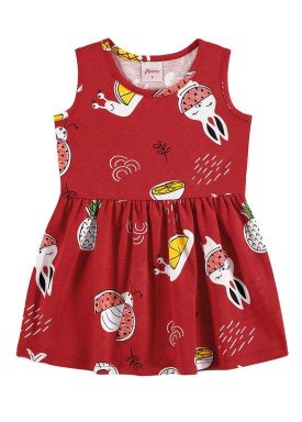 vestido meia malha bebe infantil feminino frutas vermelho alenice 41240
