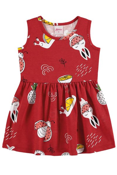 Vestido Bebê/Infantil Menina Frutas Vermelho - Alenice