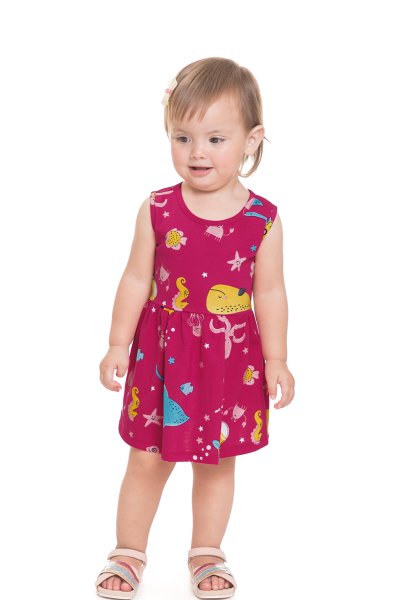 Vestido Bebê/Infantil Menina Fundo do Mar Pink - Alenice