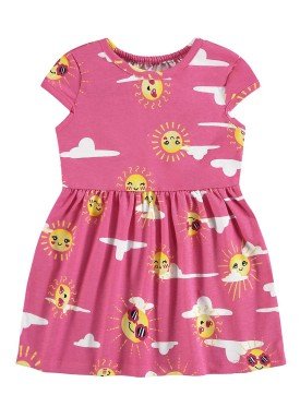 vestido meia malha bebe infantil feminino solzinho rosa alenice 41241