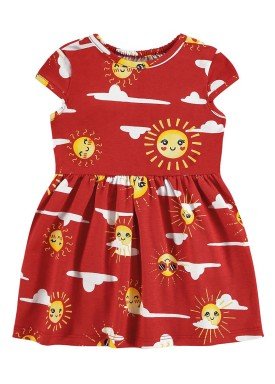 vestido meia malha bebe infantil feminino solzinho vermelho alenice 41241