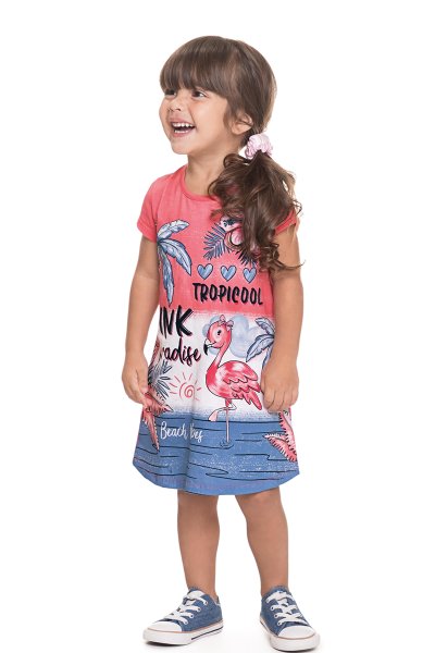 Vestido Infantil Menina Tropicool Rosa - Alenice