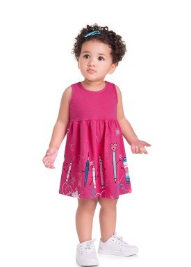 vestido meia malha bebe infantil feminino lapis rosa brandili 35023 1