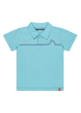 camisa polo meia malha infantil masculina waves azul kamylus 12141