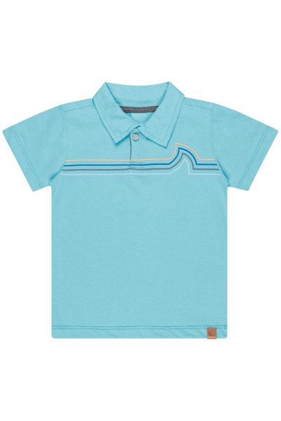Camisa Polo Infantil Menino Waves Azul - Kamylus
