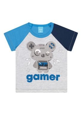 camiseta meia malha infantil masculina gamer mescla kamylus 12136
