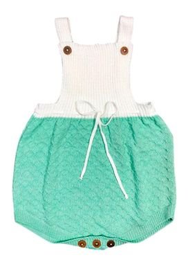 jardineira trico bebe infantil feminino verde remyro 116