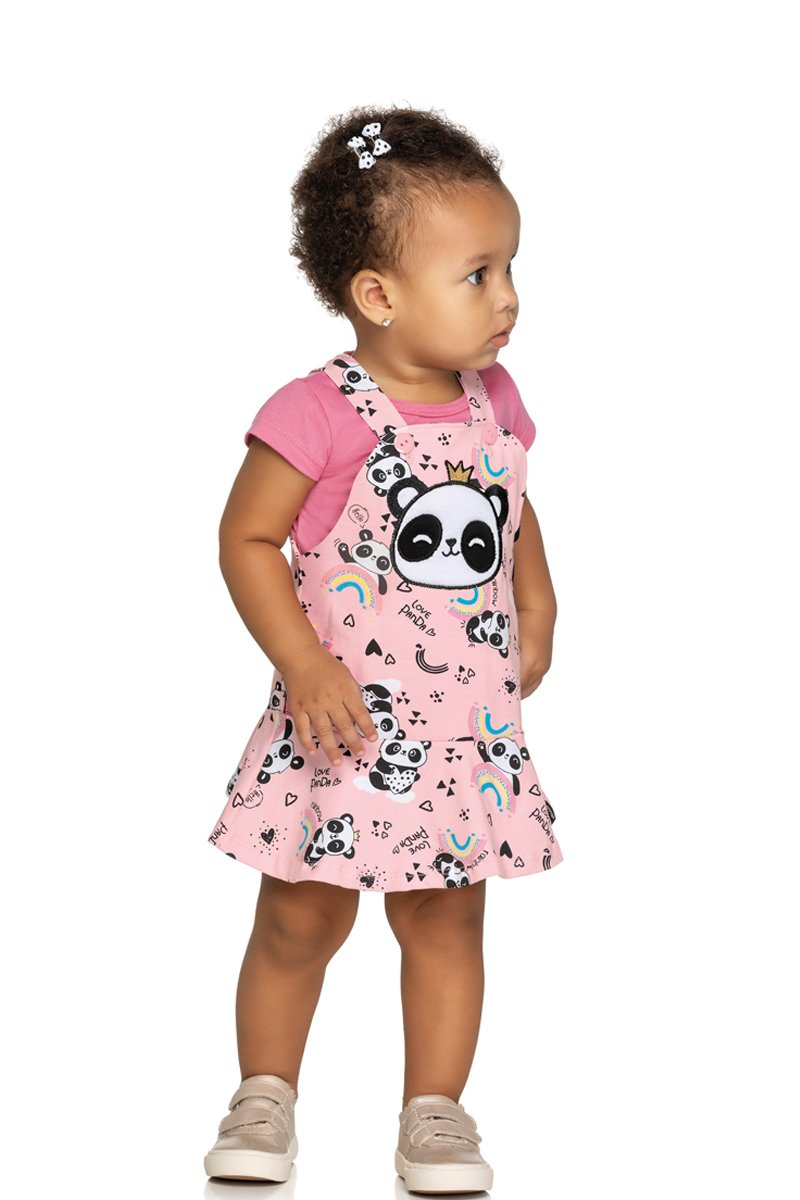 conjunto blusa e salopete bebe feminino panda rosa elian 211198 1