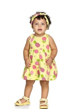vestido com faixa cabelo bebe infantil feminino abacaxi amarelo elian 211189 1