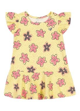 vestido cotton bebe feminino flowers amarelo elian 211192