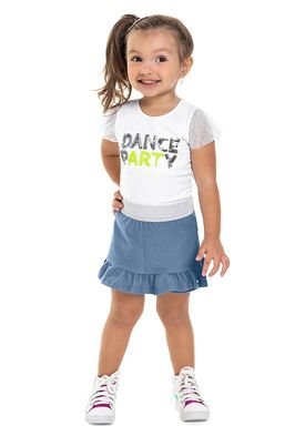 conjunto blusa e short saia infantil feminino dance party branco marlan 62581 1