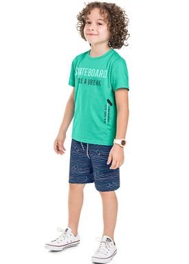 conjunto camiseta e bermuda infantil juvenil masculino skateboard verde marlan 64698 1