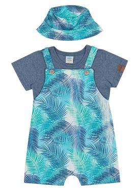 conjunto camiseta e jardineira bebe masculino summer azul marlan 60518