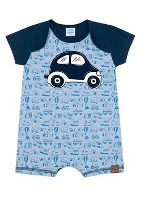 macacao curto bebe masculino carro azul marlan 60510