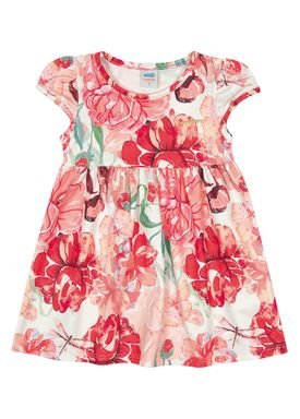 vestido ponto roma bebe feminino floral vermelho marlan 60447