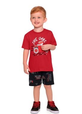 conjunto camiseta e bermuda infantil masculino the game vermelho fakini 3216 1