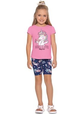 conjunto blusa e ciclista infantil feminino favorite rosa fakini forfun 3316 1