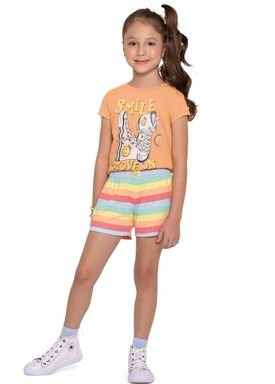 conjunto blusa e short infantil feminino smile laranja fakini 3168 1