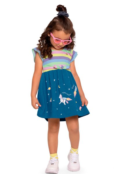 Vestido Infantil Menina Space Azul - Fakini