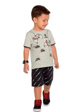 conjunto camiseta e bermuda infantil masculino gaming mescla fakini 3215 1
