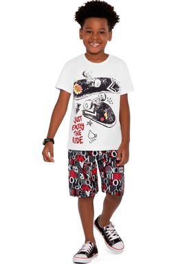 conjunto camiseta e bermuda infantil juvenil masculino skate branco fakini forfun 3365 1