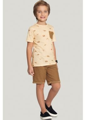 conjunto camisa e bermuda infantil masculino animais amarelo alakazoo 41170 1
