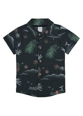camisa malha flex infantil masculina tropical preto alakazoo 50464