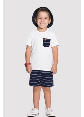 conjunto camiseta e bermuda infantil masculino branco alakazoo 50472 1