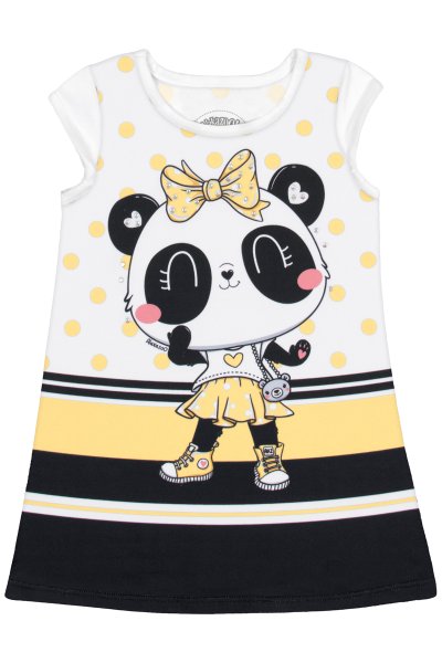 Vestido Bebê Menina Panda Amarelo - Alakazoo