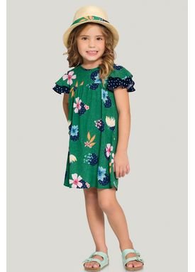 vestido rayon infantil feminino flowers verde alakazoo 40043 1