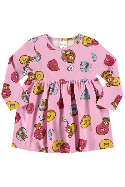 Vestido Cotton Infantil Menina Donuts Rosa - Alenice
