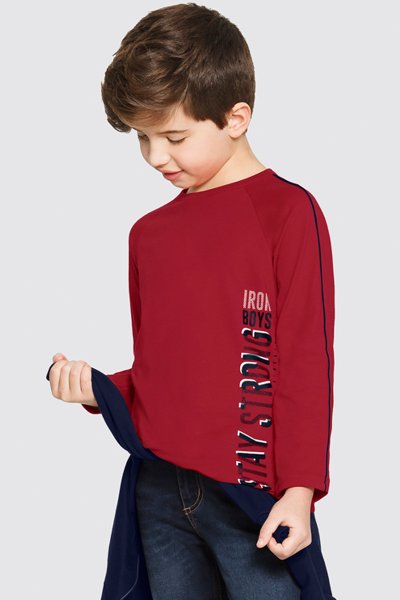 Camiseta Infantil Menino Stay Strong Vermelho - Alakazoo