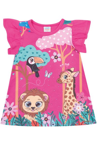 Vestido Cotton Bebê Menina Floresta Pink - Marlan