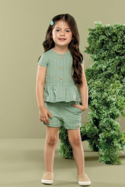 Conjunto Cotton Infantil Menina Verde - Colorittá