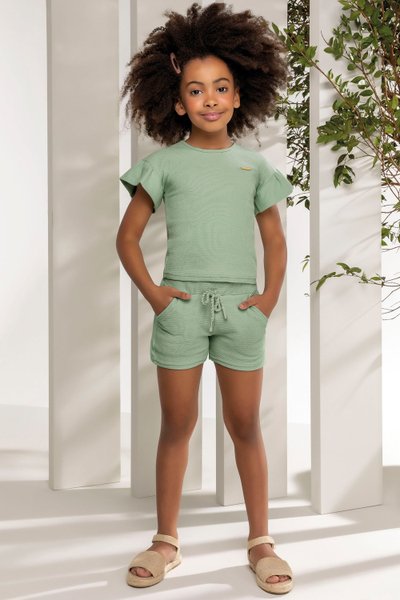 Conjunto em Malha Texturizada Infantil Menina Verde - Colorittá