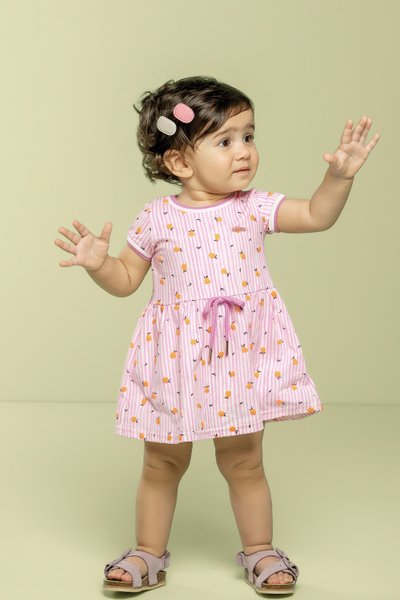 Vestido Molecotton Sarjado Bebê Menina Rosa - Colorittá