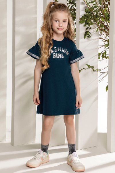 Vestido em Moletom Infantil Menina Fashion Marinho - Colorittá