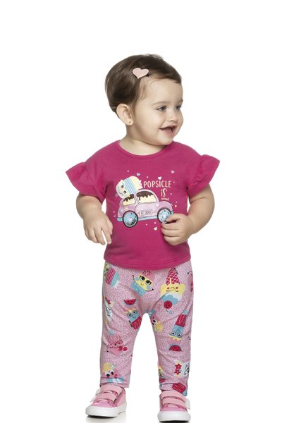 Conjunto Blusa e Calça Bebê Menina Popsicle Pink - Elian