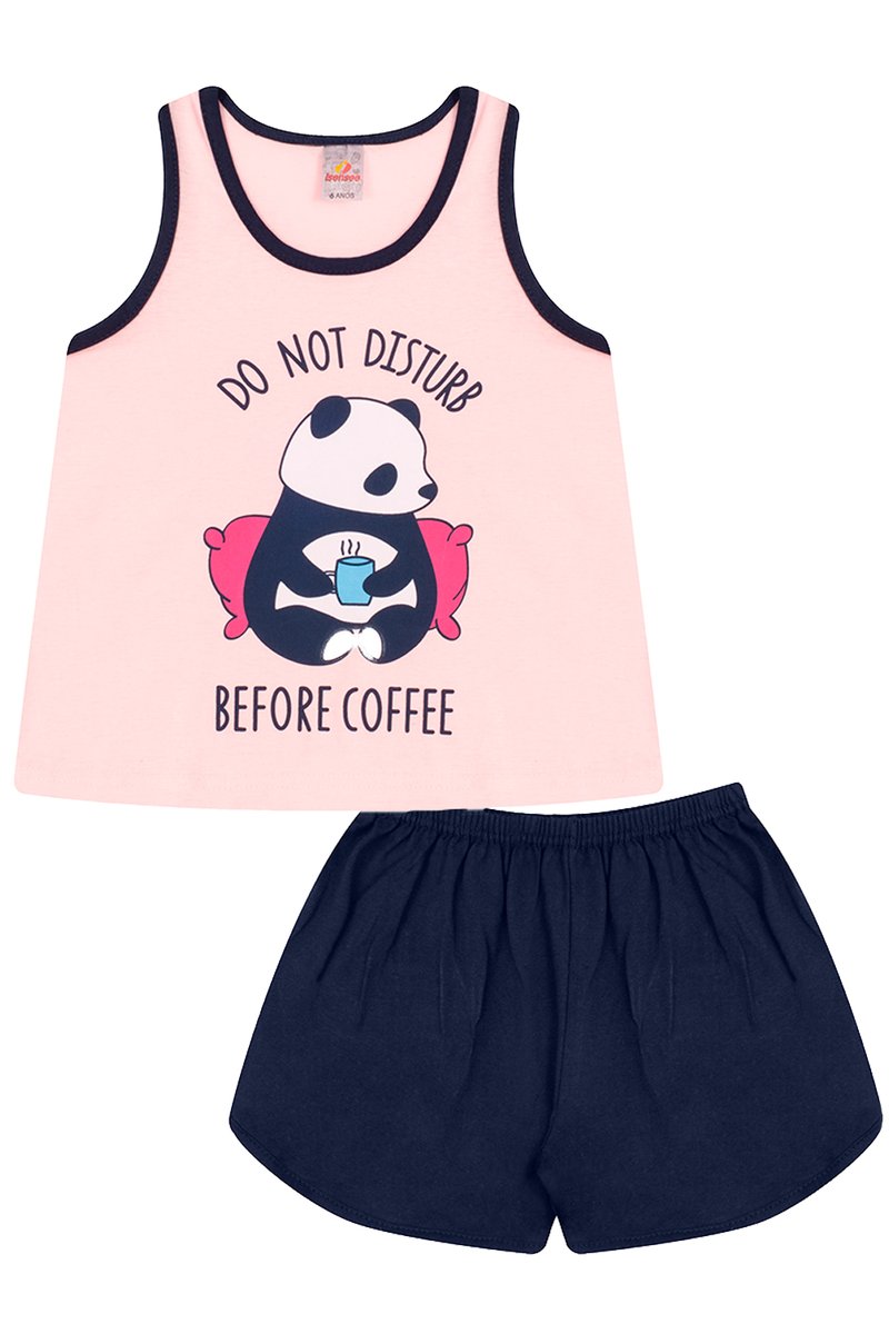 01 pijama curto infantil menina do not disturb rosa isensee