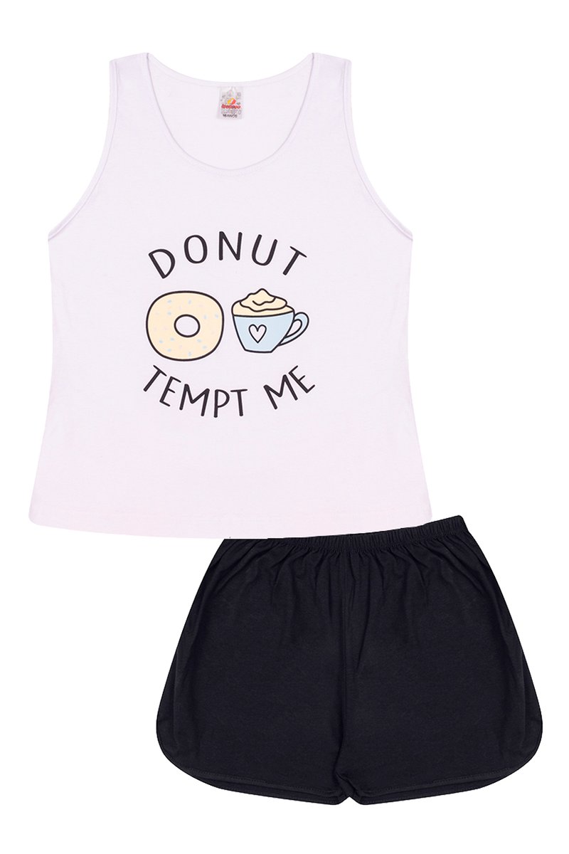 01 pijama curto juvenil menina donut tempt me branco isensee